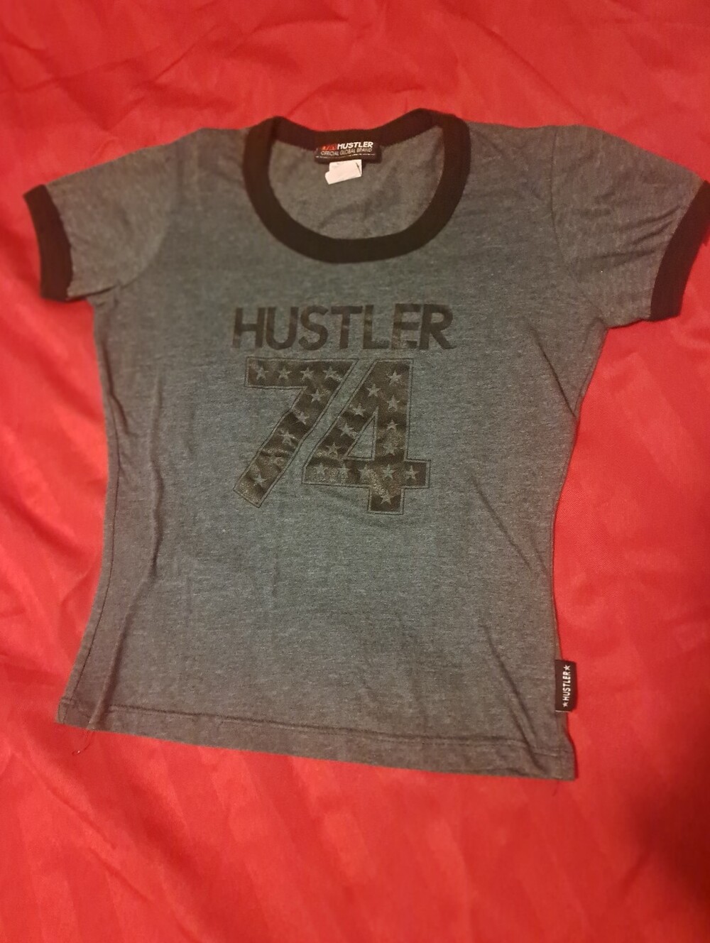Hustler Hollywood Heather Gray Women  Short-Sleeve Tee with Black Logo